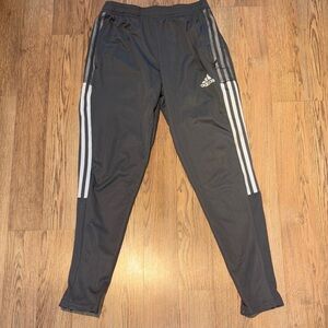 Adidas Men's AeroReady Dark Gray Joggers with White Stripes